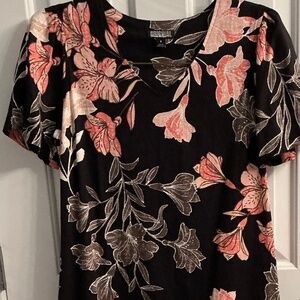 Original Nicole Miller Women’s spring  floral black lining short sleeve dress S